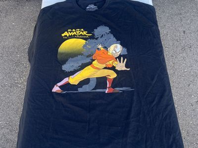 Avatar The Last Airbender Aang Men's Black 4X T-Shirt 100% Cotton Graphic Tee