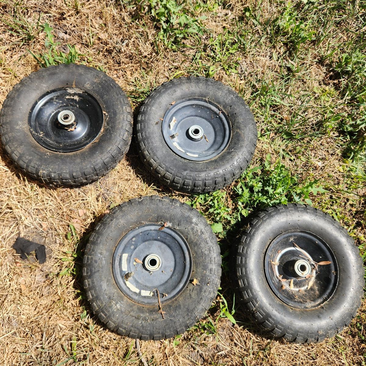 Set of 4 Small Rubber Wheels with Metal Rims - Utility/Cart Replacement