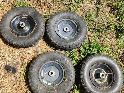 Set of 4 Small Rubber Wheels with Metal Rims - Utility/Cart Replacement