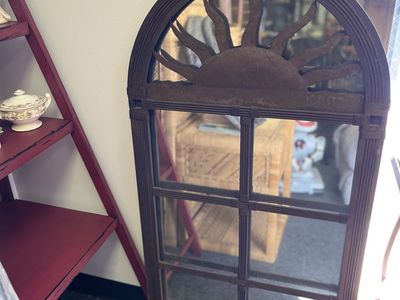 Mirror large heavy metal wood Sun