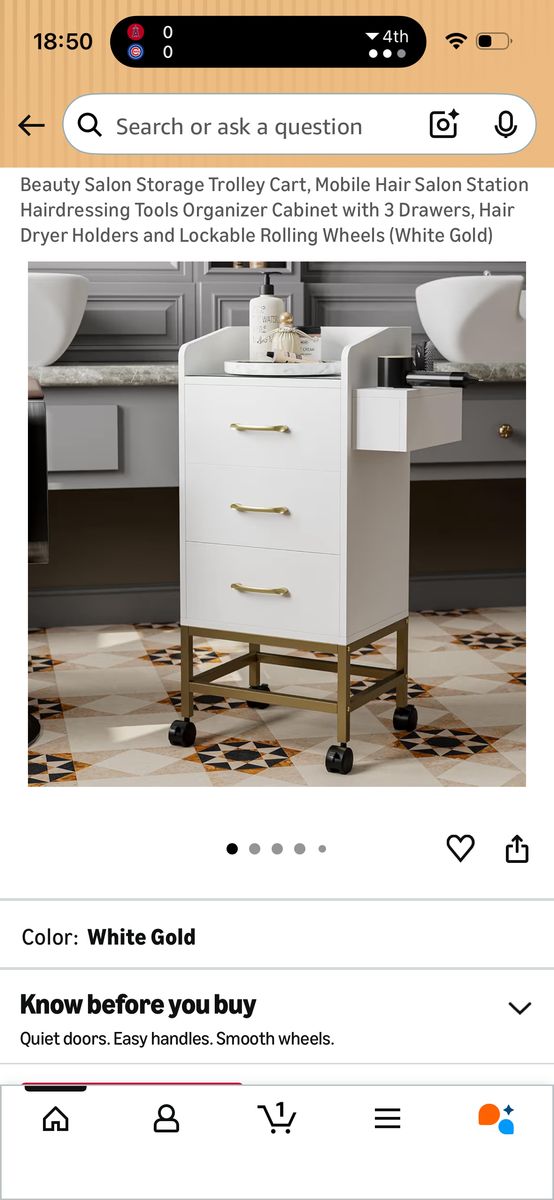 Esthetician/cosmetology Cart Black And Gold