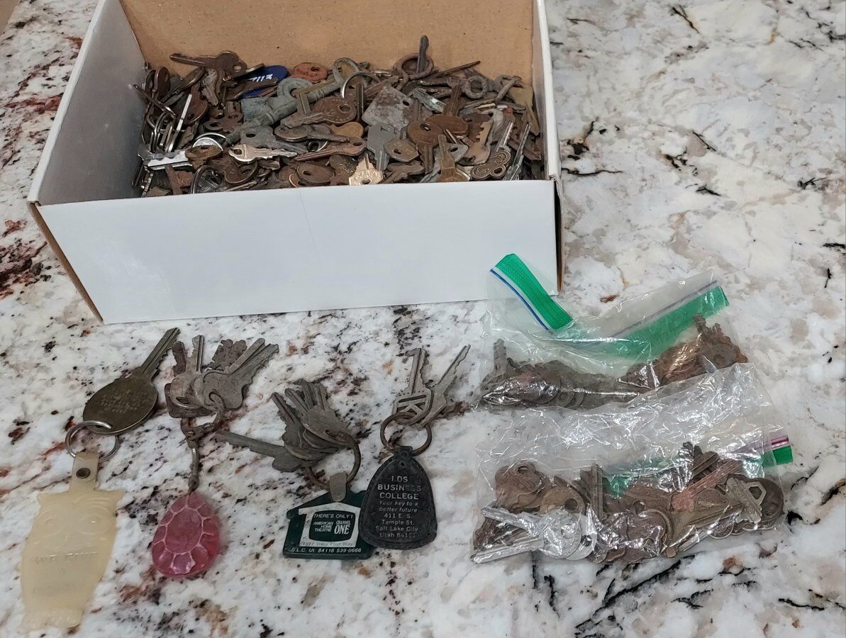 10- lbs Vintage Keys & Keychains