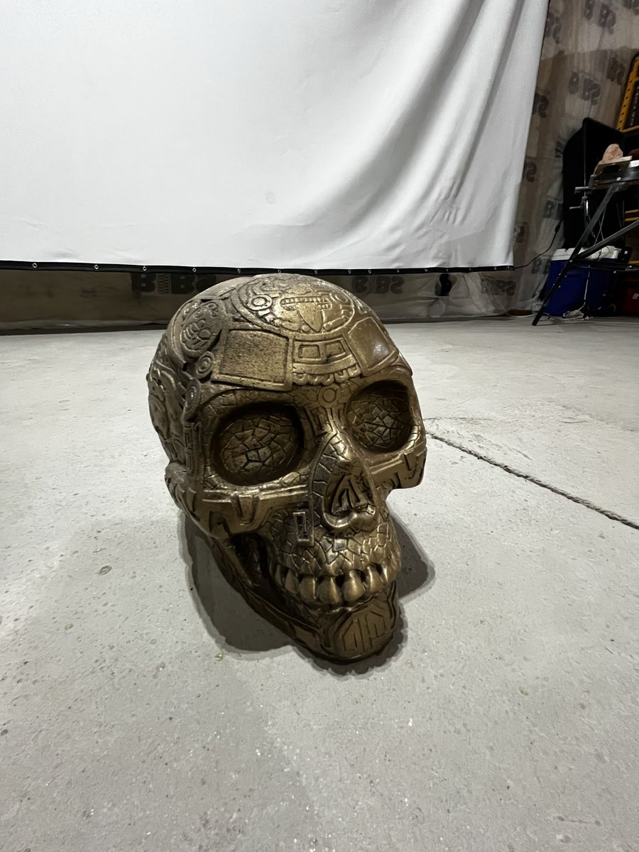 Aztec Calendar Skull Decor - Intricate Mayan Inspired Skull Sculpture