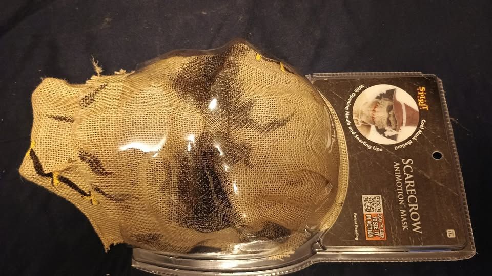 Spirit Halloween Scarecrow Animotion Mask NEW
