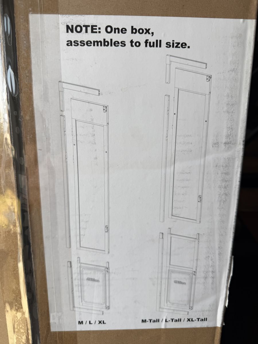 Gillion AF1310 Sliding Glass Pet Door - Medium sized dog. Adjustable, 75 7/8" to 81" Tall - New in Box
