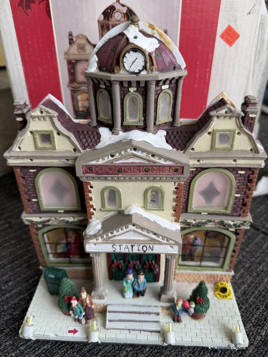 Sterling 10 inch Musical Light Show Station Christmas Village Building with Box
