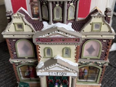 Sterling 10 inch Musical Light Show Station Christmas Village Building with Box