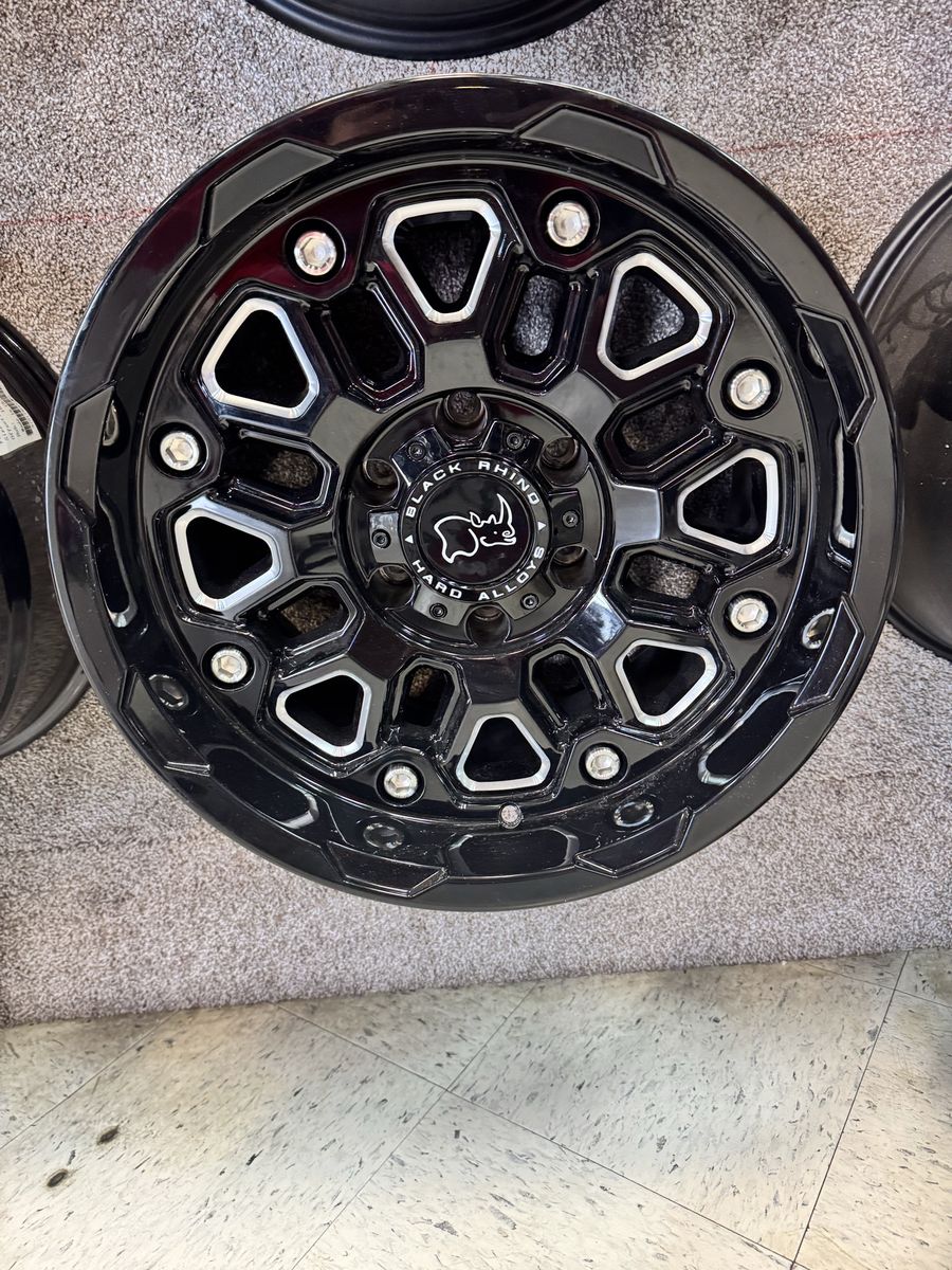 Black Rhino Hollister 17x9.5 Gloss Black Milled Wheel Rim. Brand new set of 4.