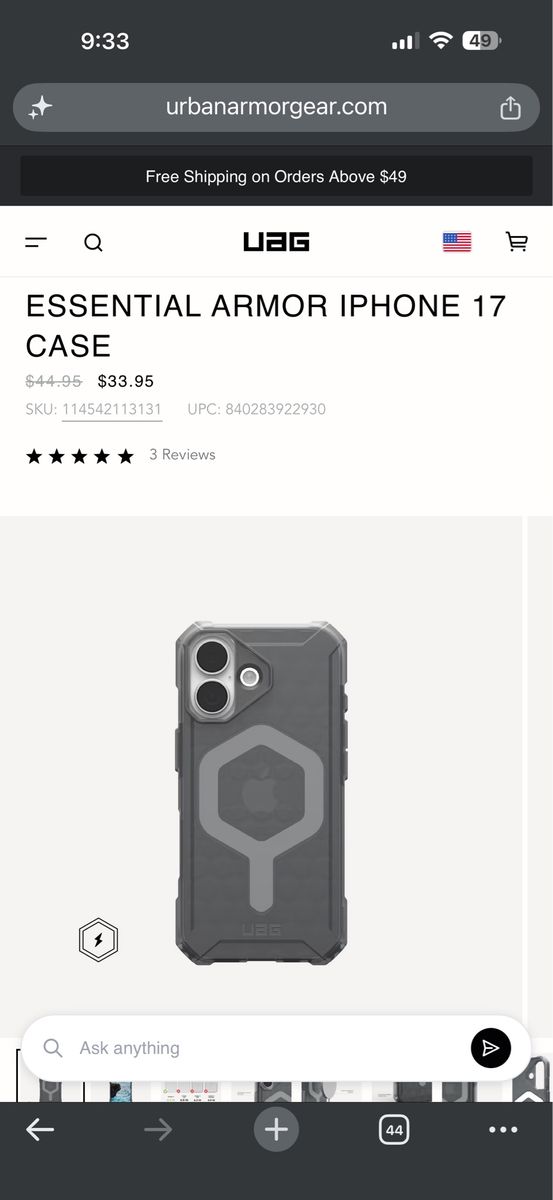UAG Essential Armor iPhone Case - MagSafe Compatible - Black