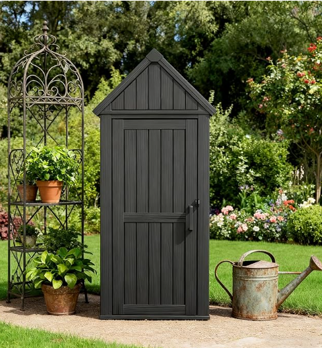 New - Vertical Outdoor Storage Shed, Waterproof Resin Storage Cabinet