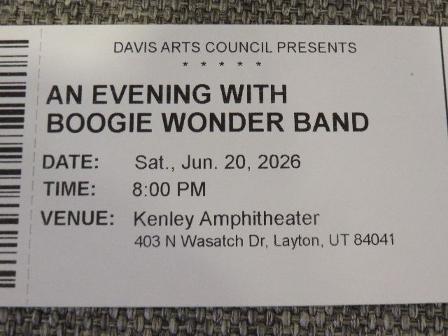 PAIR GRASS SEATING TICKETS FOR THE "AN EVENING WITH THE BOOGIE WONDER BAND" AT KENLEY AMPHITHEATER JUNE 20TH