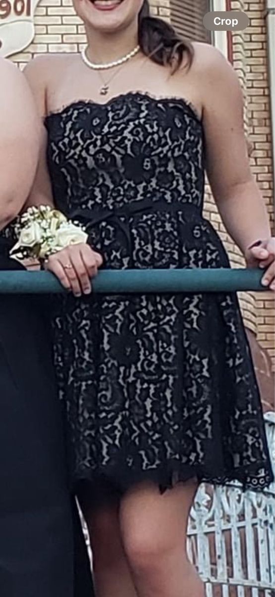 Liberated And Free Black & Nude Lace Strapless Cocktail Dress Size 6