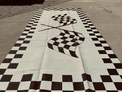 Black & White Checkered Flag Outdoor Rug Mat 18 ft x 9 ft Race Car Decor