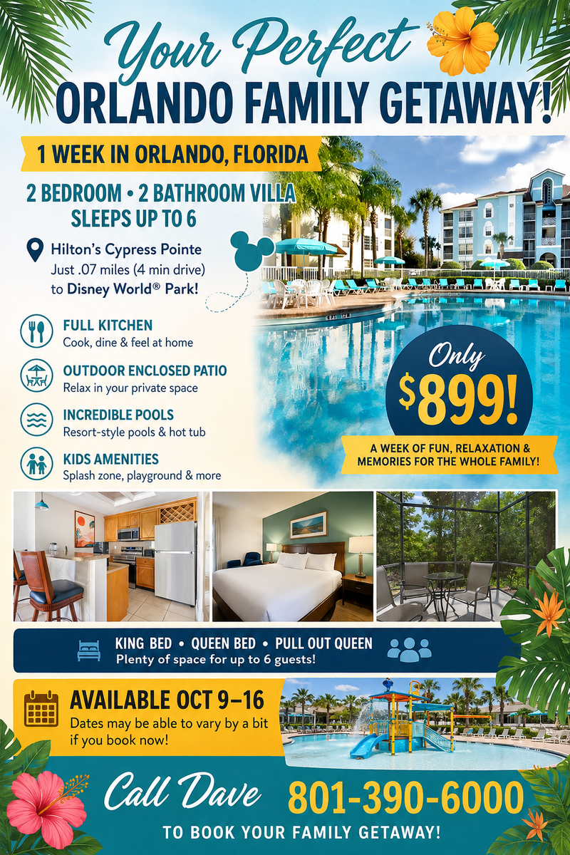 Orlando, Florida 1 week, sleeps 6