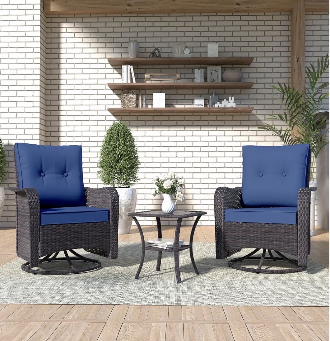 Swivel Glide Navy Blue Seat and Table Set