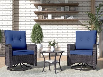 Swivel Glide Navy Blue Seat and Table Set