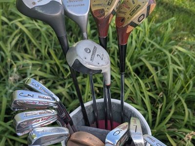 14pc Miller golf cart bag, Spalding, Wilson, Mitsushiba