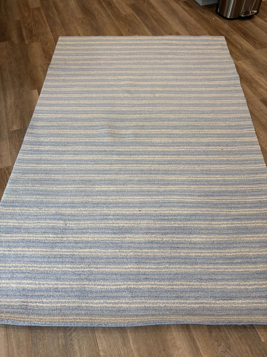 Pottery barn kids Taylor blue striped rug wool 5x7