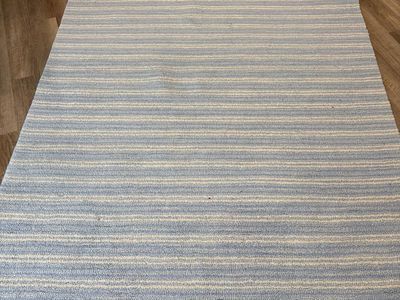 Pottery barn kids Taylor blue striped rug wool 5x7