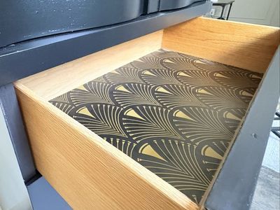 Black Painted Mid-Century Modern Dresser with Brass Hardware