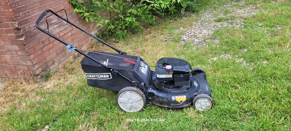 pushing lawn mower good working conditions.