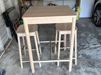 IKEA Pub Table with 2 Matching Stools Set