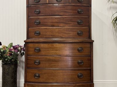 Vintage Mahogany Bowfront Chest on Chest Tallboy Dresser