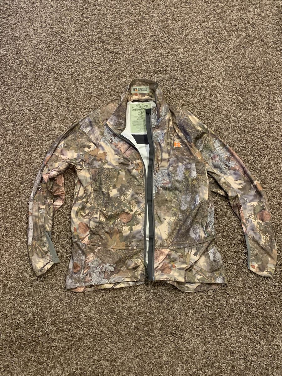 Russell Outdoors APXG2 L3 Single Layer Soft Shell Camo Jacket Size Xl