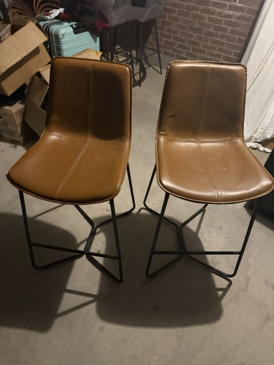Brown faux leather Bar stools