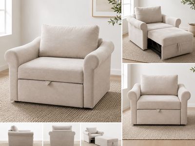 Compact Armchair Sleeper Sofa Bed Pull Out Chair Bed Single Convertible Chair