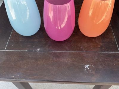 Set of 3 Colorful Silicone Stemless Wine Glasses (Blue, Pink, Orange)