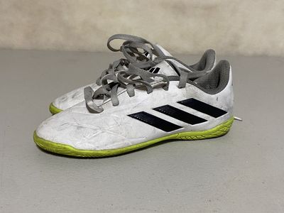 Adidas Kids' Copa Indoor Soccer Shoes - White/Black/Neon Yellow, Boy's Size 13
