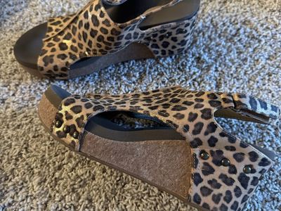 Leopard print Corky Wedges Open Toe W9