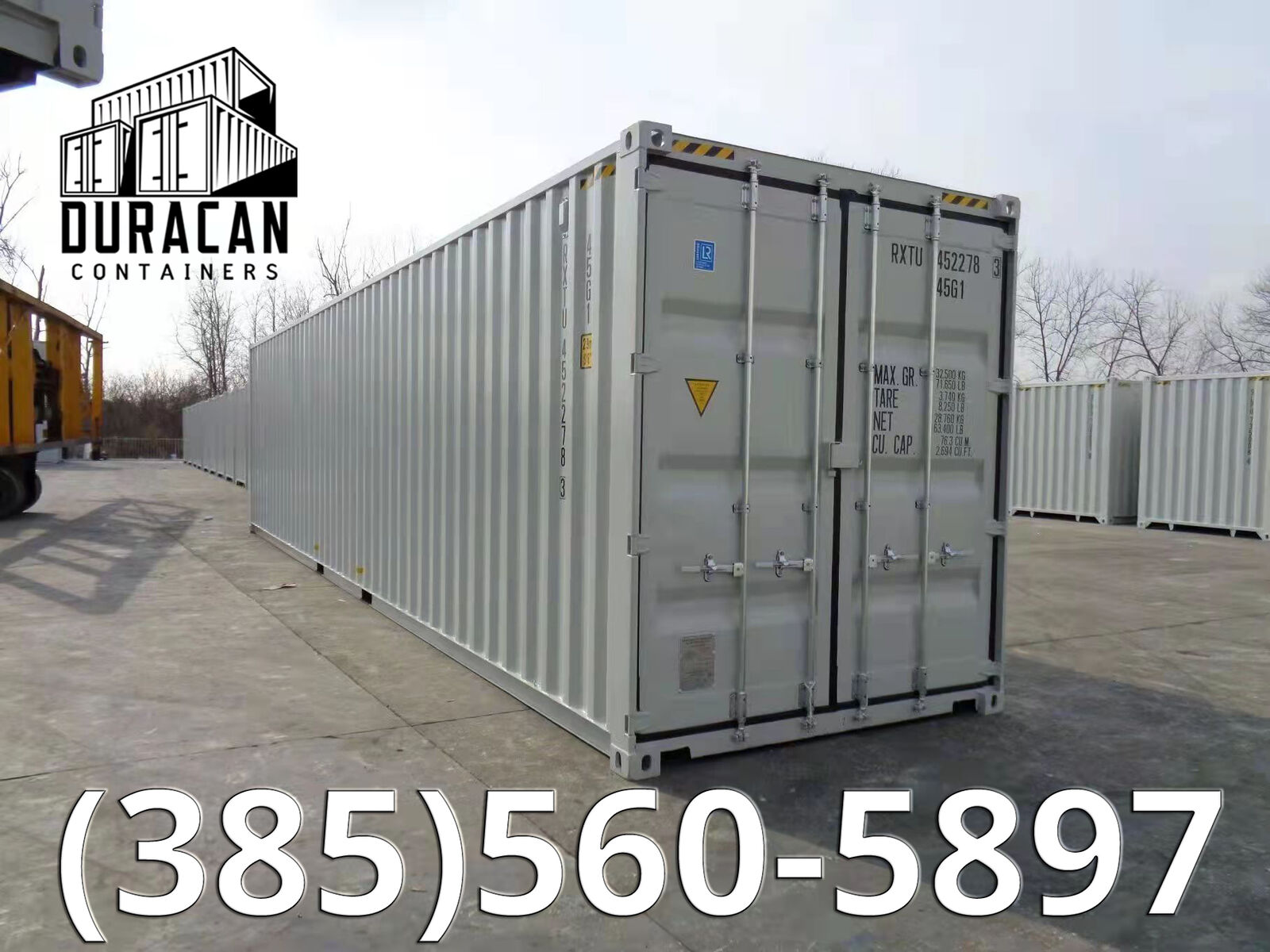 Shipping Container, 40' High Cube, New Single Trip, Storage Box - Light Gray in Color
