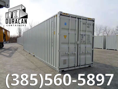 Shipping Container, 40' High Cube, New Single Trip, Storage Box - Light Gray in Color