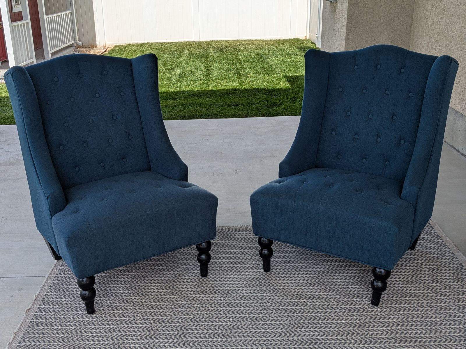 Blue Upholstered Wingback chair