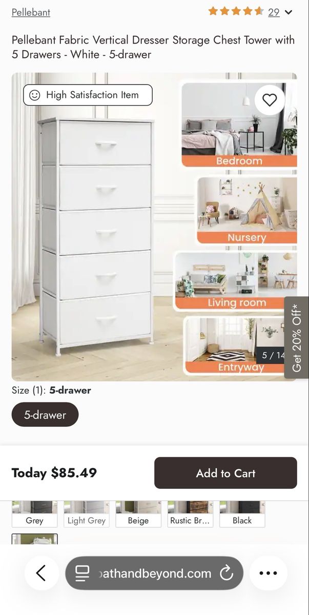Five Drawer Dresser