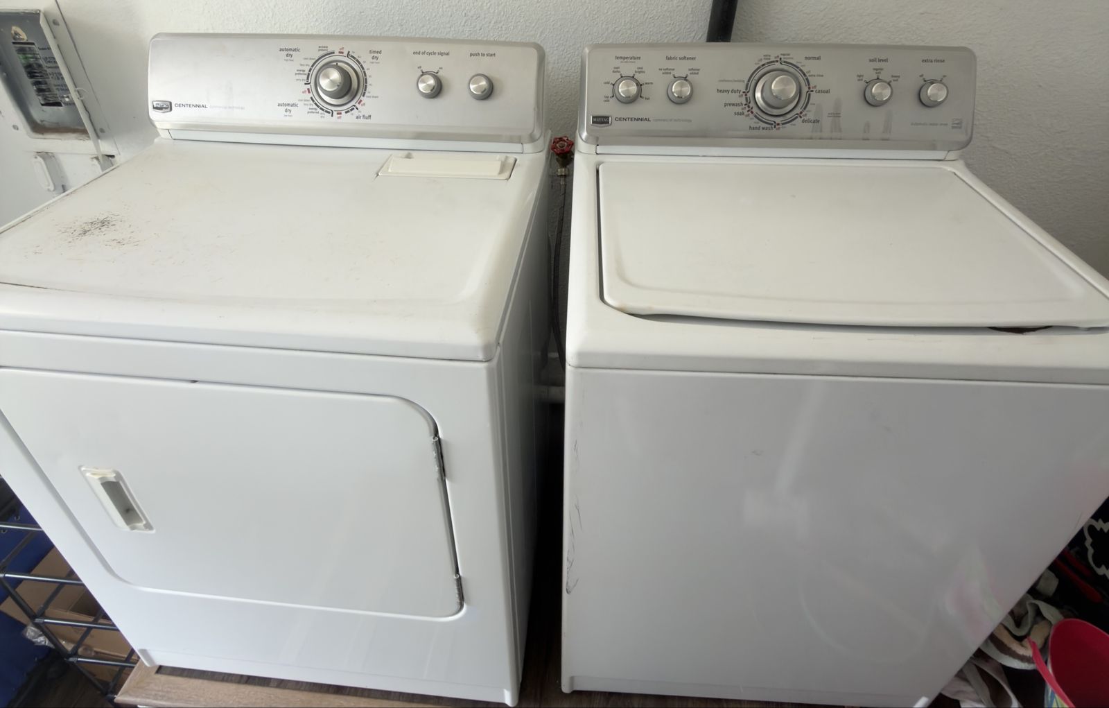 Maytag Centennial Electric Washer & Dryer Set - Top Load, White, Commercial Tech