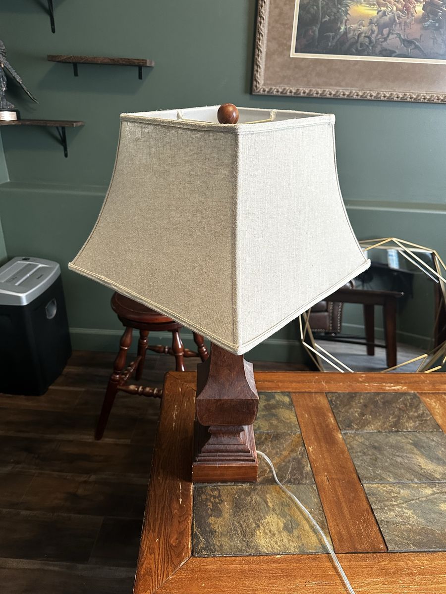 Solid Wood Table Lamp with Linen Shade