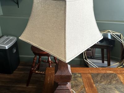 Solid Wood Table Lamp with Linen Shade