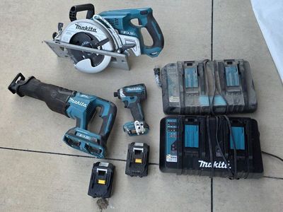 Makita 36V Cordless Power Tool Combo Kit - Circular Saw, Reciprocating Saw, Impact Driver, Batteries, and Dual Chargers