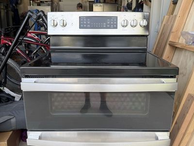 GE Profile Electric Double Oven Range | Stainless Steel | Glass Cooktop