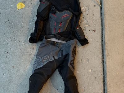 EVS Dirt Bike Chest Protector Neck Brace & ANSER Riding Pants - Used MX/Off-Road Gear for little kids 6-8.