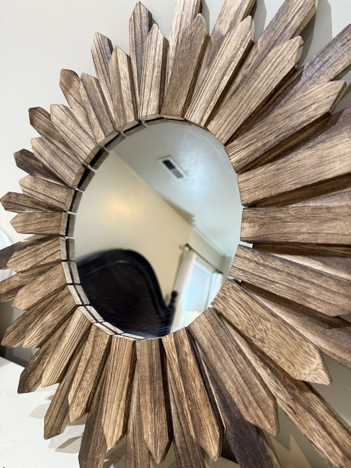 Wall decor wood sunburst mirrors