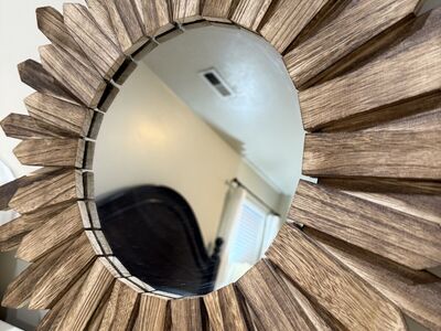 Wall decor wood sunburst mirrors