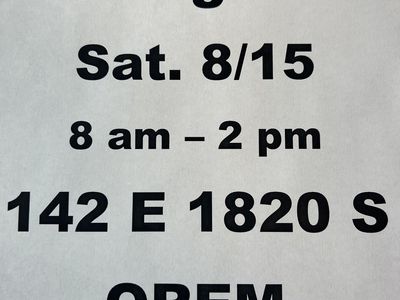 Moving Sale - Saturday 8/15 from 8 AM to 2 PM in Orem