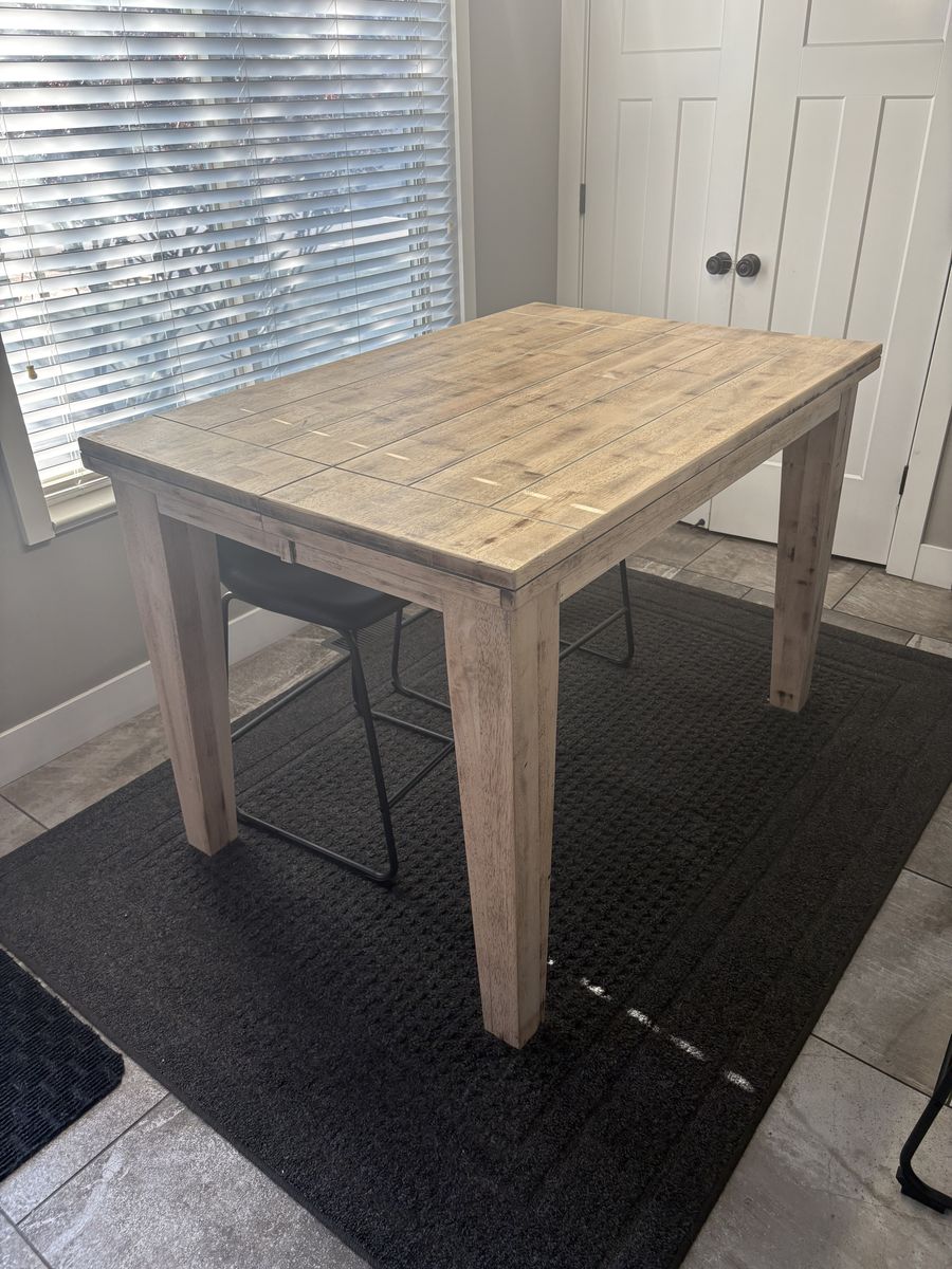 Rustic Wooden Counter Height Dining Table with Removable Leaf