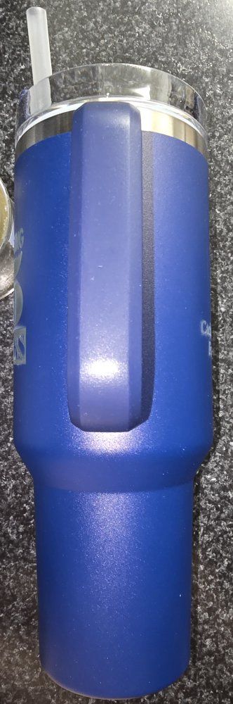 Blue Insulated Travel Tumbler with Handle and straw 40oz