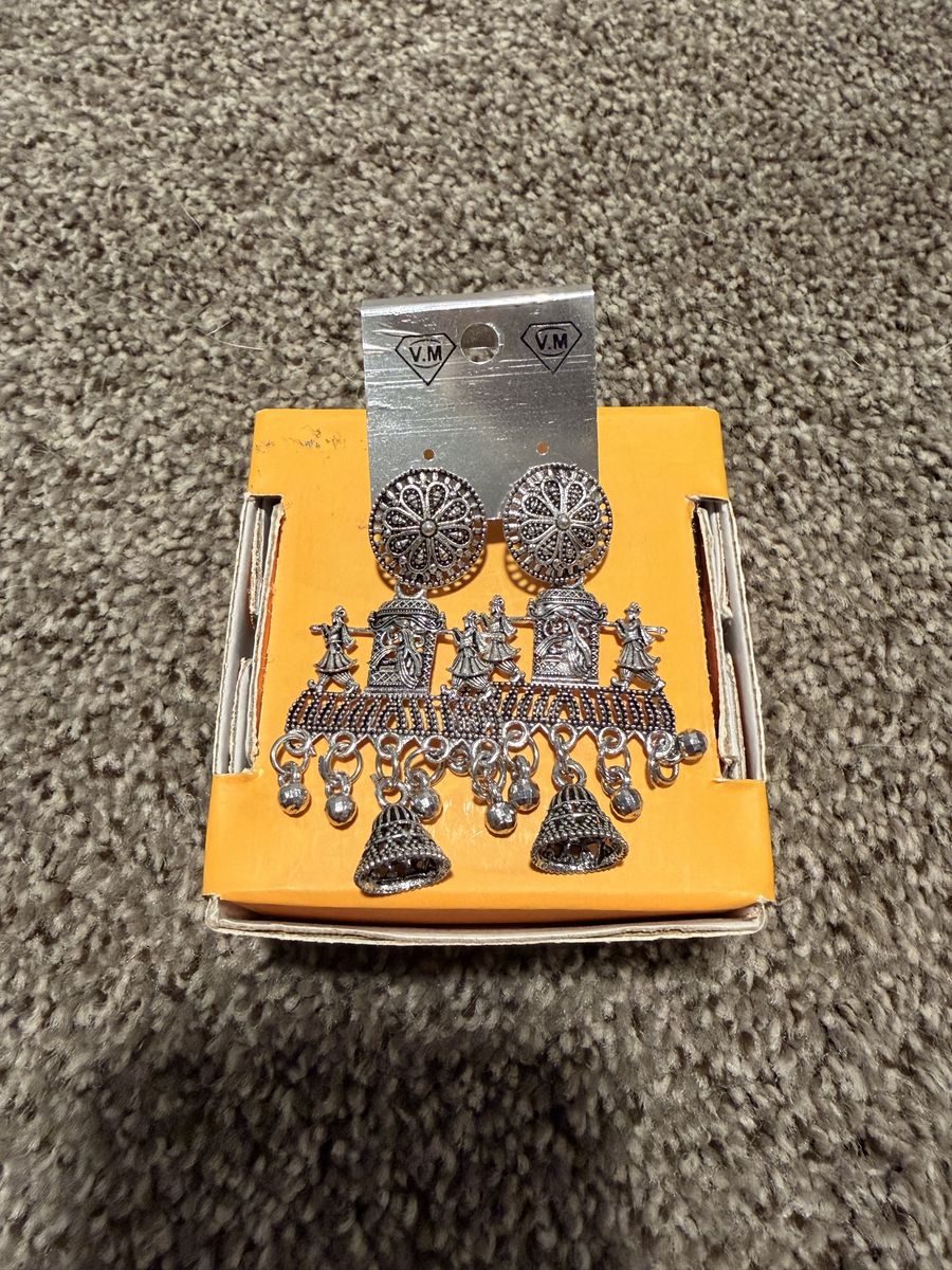 V.M. Oxidized Silver-Tone Jhumka Earrings