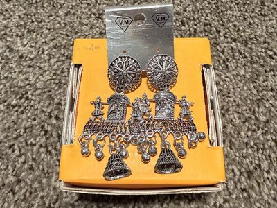 V.M. Oxidized Silver-Tone Jhumka Earrings